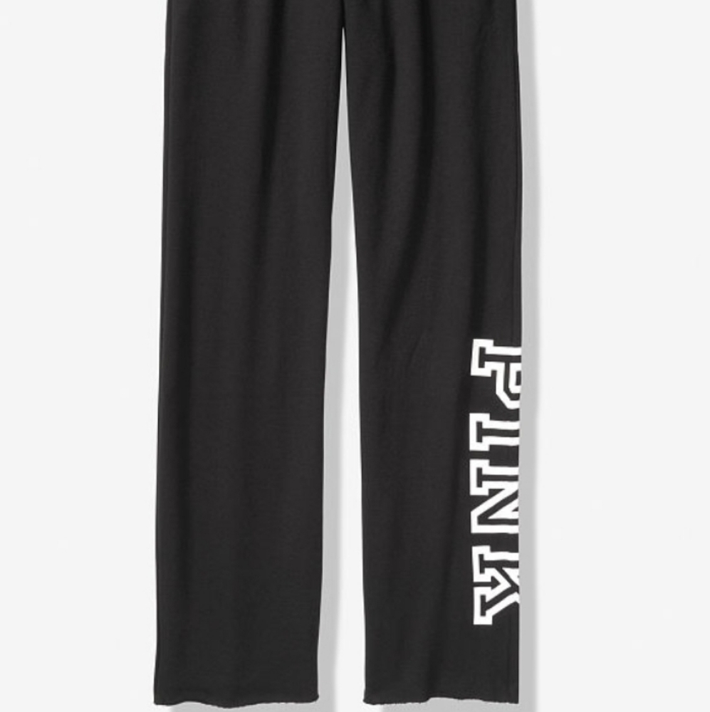 SOLD..NWT VS PINK Black Boyfriend Sweatpants-S - Picture 3 of 8